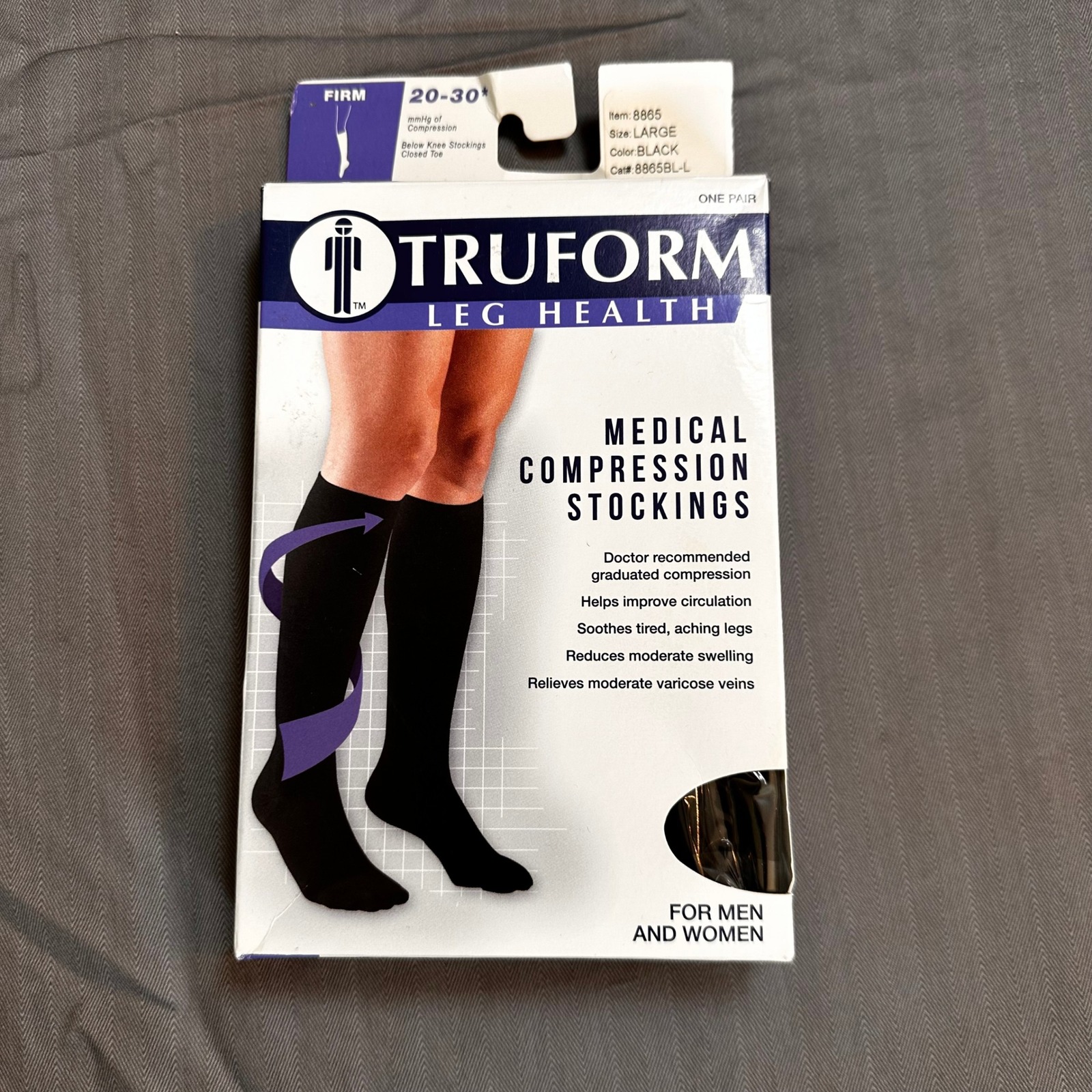 Truform 8865 Medical Compression Stockings Firm 2030 Mmhg Black Large 8865blL
